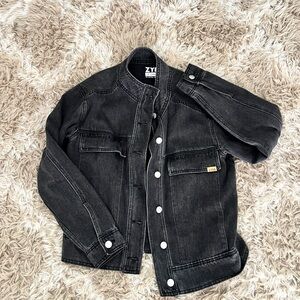 Zyia Black Denim Jacket with silver buttons